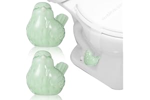 QUILAX 2Pcs Toilet Bolt Covers, Ceramic Lovely Bird Toilet Screw Cover Caps Bathroom Decor, Fun Animals Themed Gadgets for the Toilet Avoid Rusting Toilet Bolt Caps(Green)