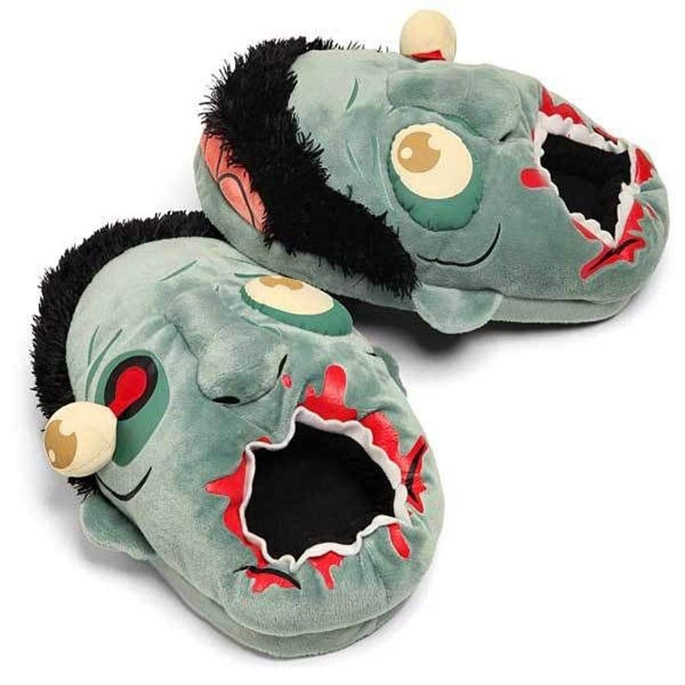 ThinkGeek Zombie Plush Slippers, Green, One Size
