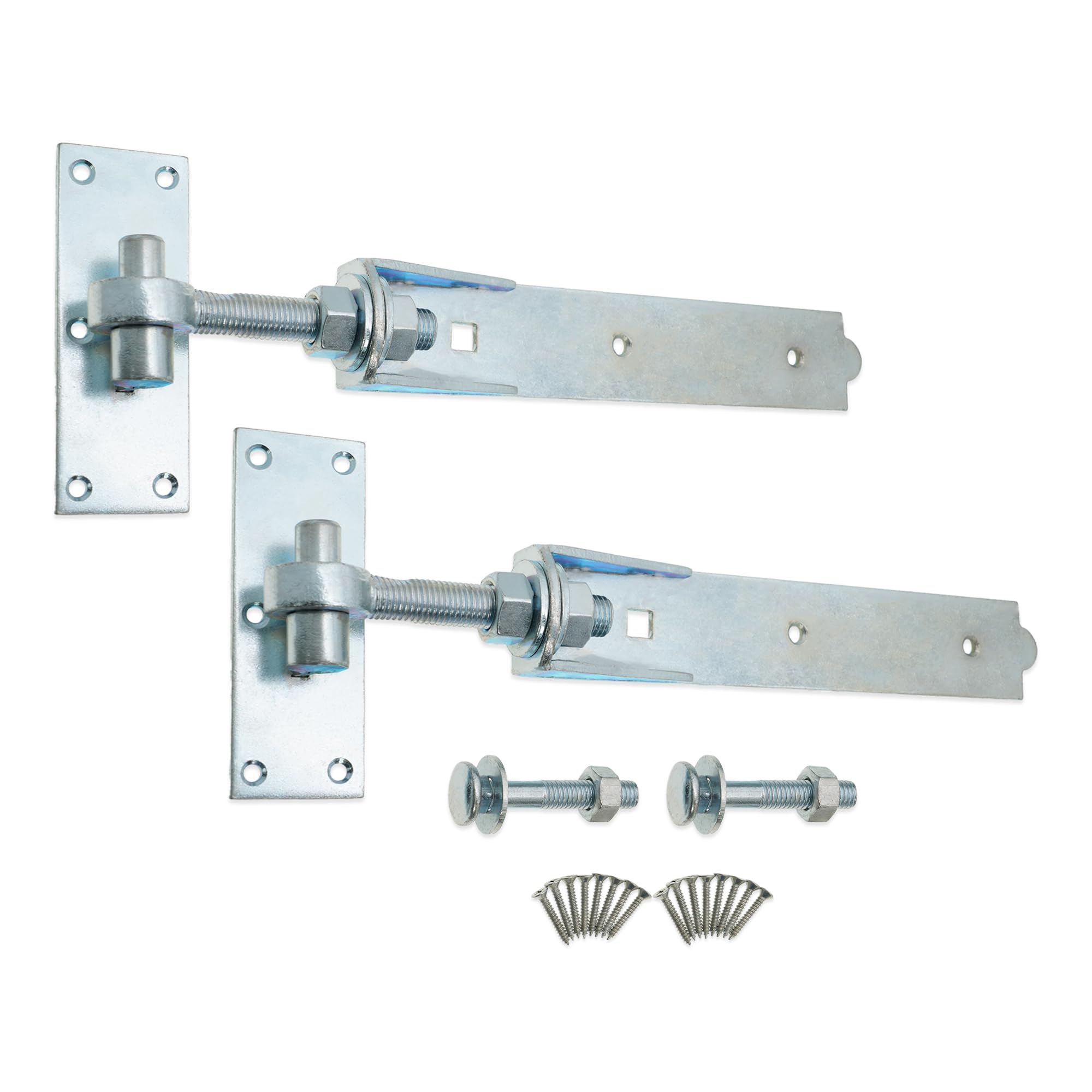 Infinity Decor Pair of Adjustable Hook and Band Hinges Galvanised Finish Heavy Duty Kit – Ideal for Wooden Gate, Garage Door, Garden Gate (12 Inch)  