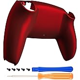 eXtremeRate Scarlet Red Soft Touch Grip Custom Back Plate Bottom Shell Compatible with ps5 Controller, Replacement Back Shell Cover Compatible with ps5 Controller