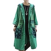 Duberess Women Fashion Loose Distressed Denim Trench Jacket Coat Casual Plus Size Jean Outerwear