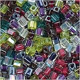 Miyuki 4mm Glass Cube Beads Color Mix Lavender Garden 10 Grams