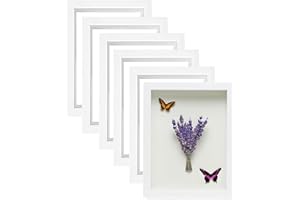 6 Pack Shadow Box Picture Frames 5 x 7in, Wood Frame Memory Display Cases 3D Picture Frame with Glass Cover, 1.2 Inch Depth S