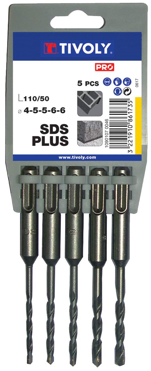 TIVOLY 10901070046 Set of 5 SDS+ Single Goujure Drill Bit L110mm