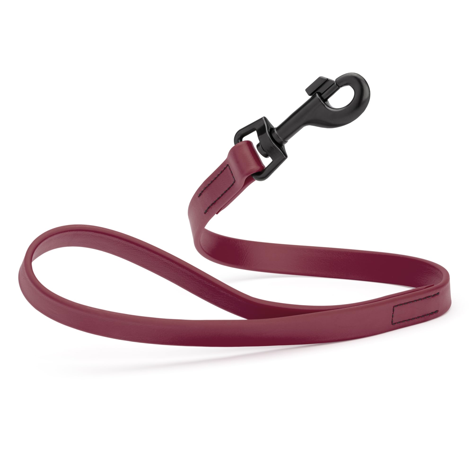 Dogline Biothane Waterproof Dog Leash Strong Coated Nylon Webbing with Black Hardware Odor-Proof Easy to Clean High Performance for Small or Large Dogs Made in USA 2 ft Lead, Merlot Burgundy