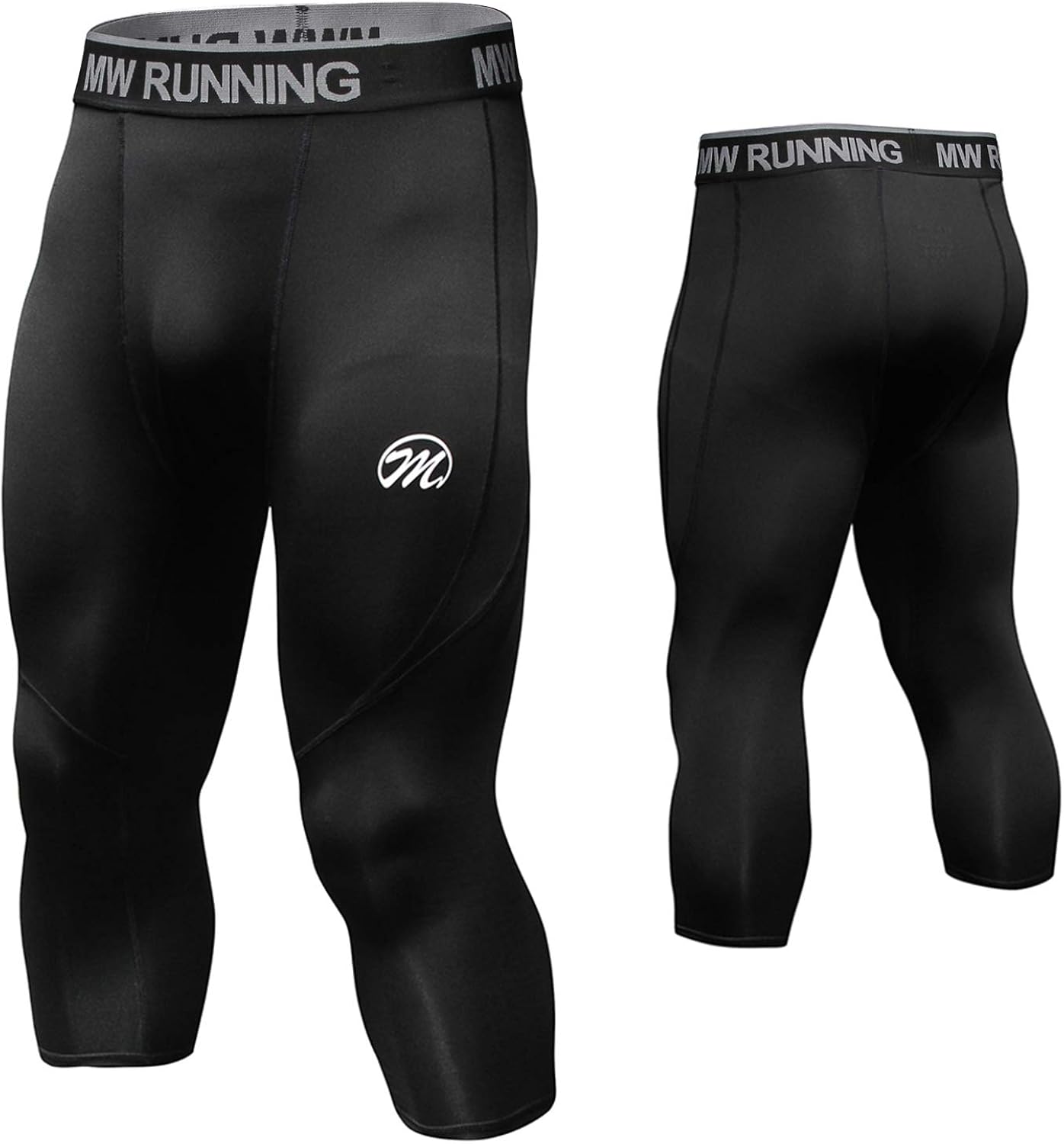 MEETWEE Men’s Compression Leggings 3/4, Running Tights Sports Pants