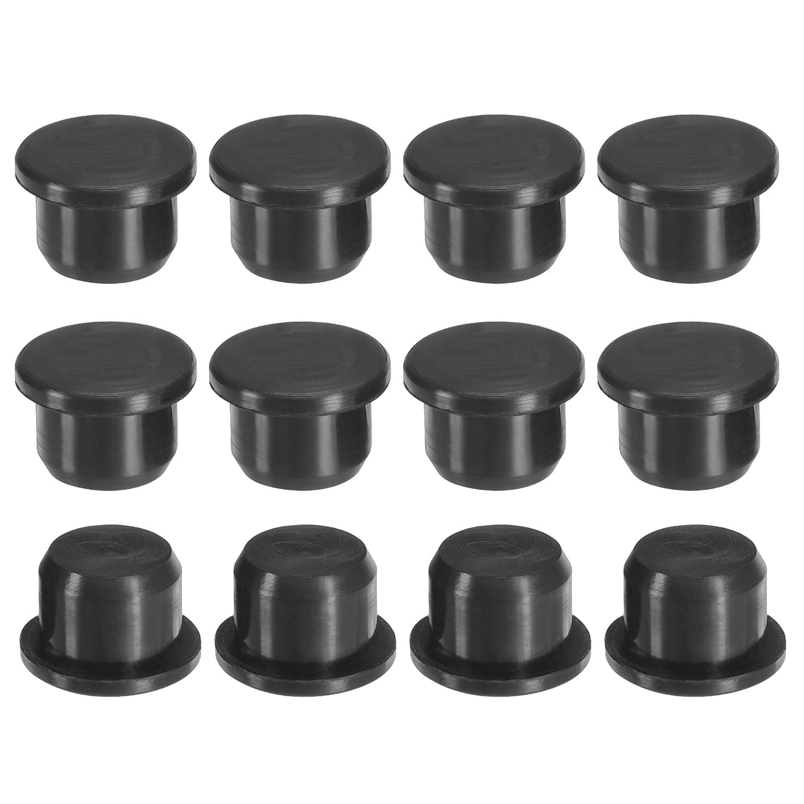 PATIKIL Silicone T-hole Stoppers 13.9mm/0.55inch, 12 Pack Soft Flexible Plug End Cover Caps Waterproof Bottle Seal Plug for Cable Gland Hole, Black
