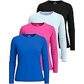 Real Essentials 4 Pack: Women's UPF 50+ Quick Dry Fit Sun Shirts Long Sleeve UV SPF Hiking Top Outdoor (Available in Plus)