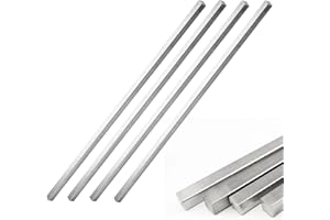 4 Pack 1/4" x 1/4" x 12" Square Steel Bar Precision Key Stock Cold- Drawn Metal Bars for Gearbox Coupling, Silver Tone