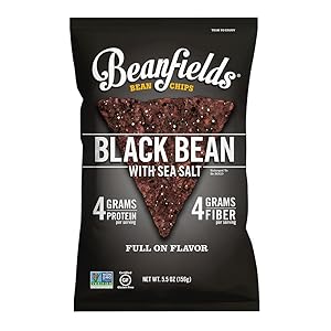 Beanfields Bean Chips, High Protein and Fiber, Gluten Free, Vegan Snack, Black Bean, 5.5 Ounce (Pack of 6)