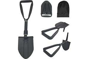 Portable Folding Shovel 18.9 in, Snow Shovel,50# High-Carbon Steel Entrenching Tool for Garden Camping Hunting Hiking,Snowmob