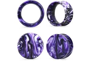 COOEAR Ear Plugs Tunnels Piercing Gauges for Ears, Double Flared Expander Stretchers, 2 Pairs Colorful Acrylic Earrings.