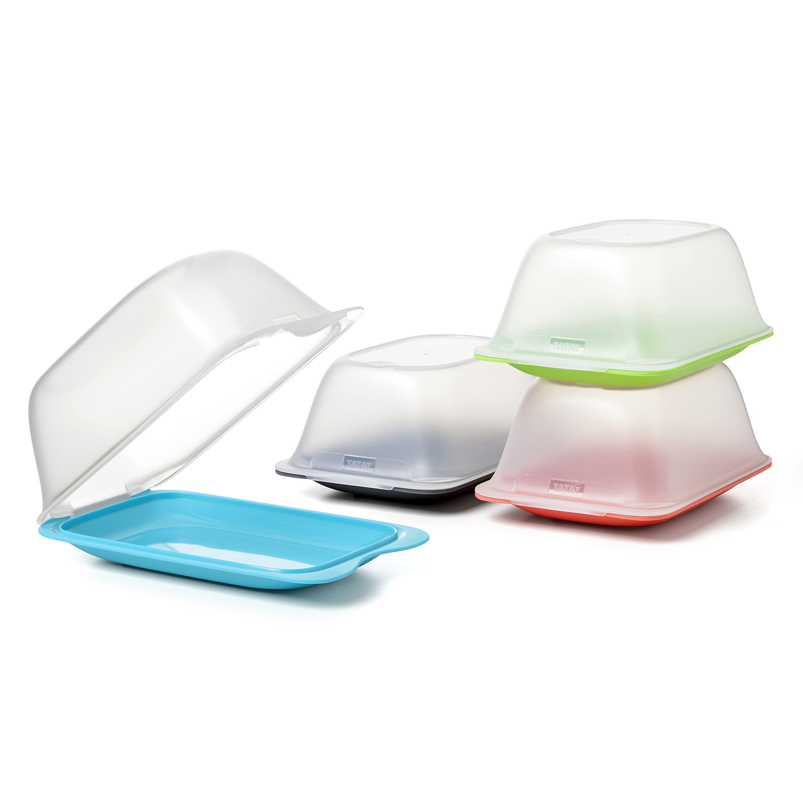 TATAY Cheese Storage for Fridge | 1 Unit | Cold Meat Containers | Removable Lid, Stackable | Microwave, Freezer and Dishwasher Safe | BPA-Free, 12 x 7,8 x 18 cm, Assorted Colors