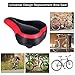 Tonbux Most Comfortable Bicycle Seat, Bike Seat Replacement with Bicycle Taillight Reflective Tape Dual Shock Absorbing Ball Wide Bike Seat Saddle Bicycle Gel Seat with Mounting Wrench – Black/Redthumb 2