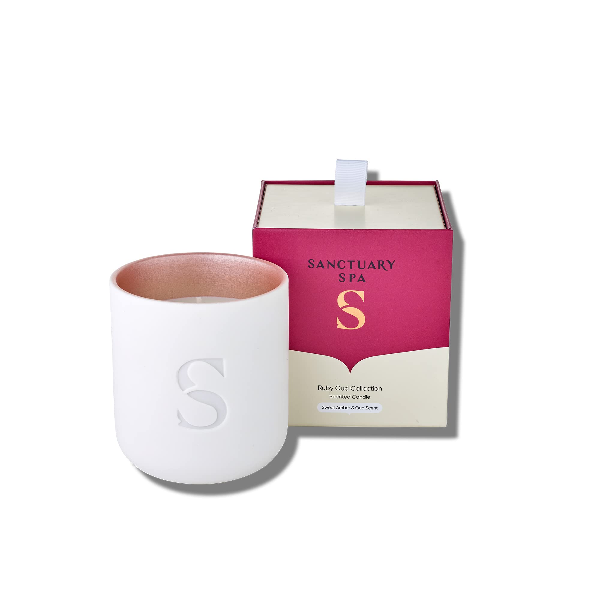Sanctuary Spa Ruby Oud Candle | Sweet Amber and Oud Scented Ceramic Candle, 260 g | Natural Shea Wax | 45 Hour Burn Time | with Gift Box — image 1