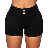 Romastory Womens High Waisted Jean Shorts Comfy Stretchy Workout Denim Shorts for Women
