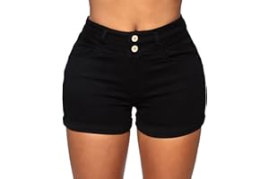 Romastory Womens High Waisted Jean Shorts Comfy Stretchy Workout Denim Shorts for Women