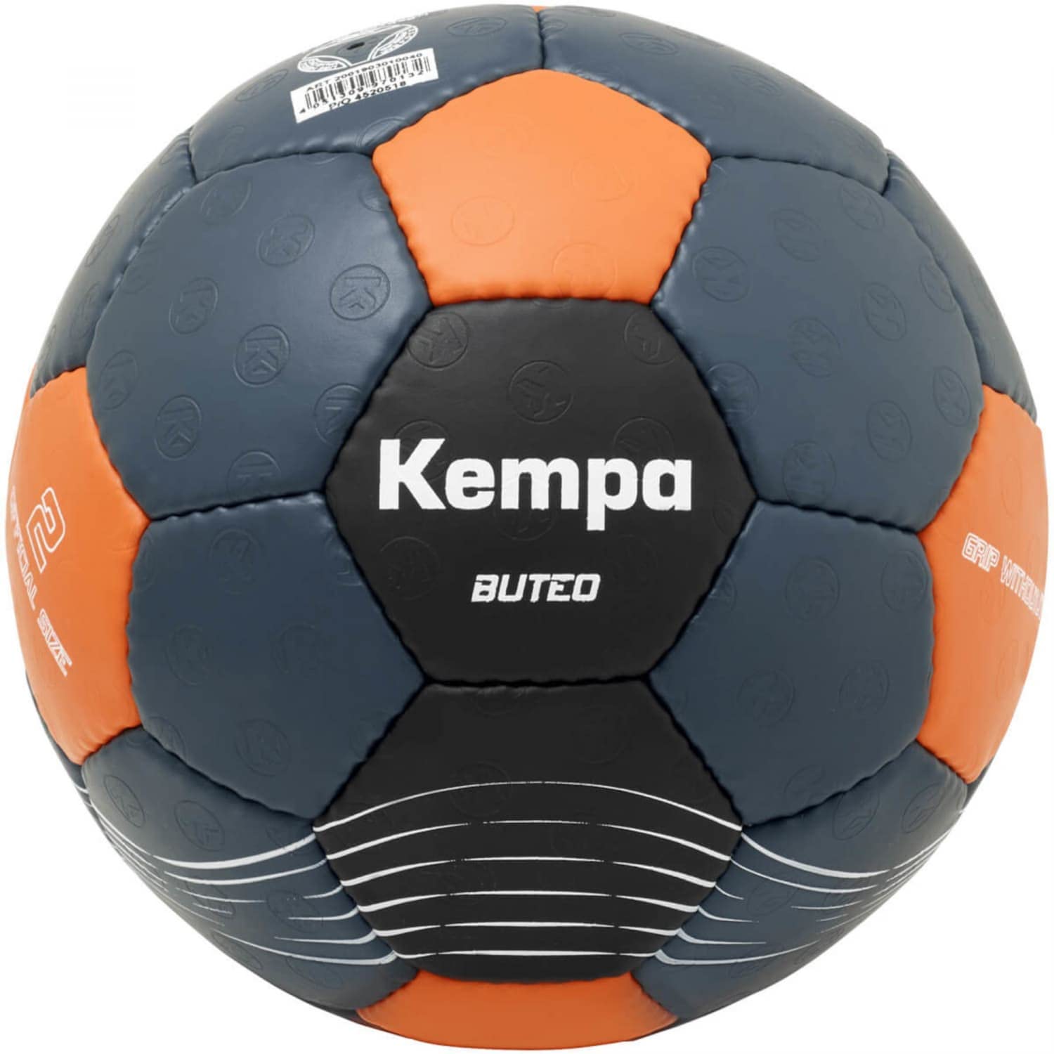 Kempa Buteo Handball Play Ball and Training Ball - Optimal Grip and Suitable for Playing with Resin - Ball for Children and Adults, 2, Petrol/Orange