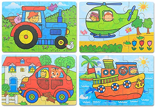 Wooden Jigsaw Puzzles Toys, Free Iron Box for Easy Storage,Pack of 4 with Varying Degree of Difficulty Tool Best for Toddlers 3-5 Years Boys & Girls to Develop Dexterity and Problem Solving - Thumbnail 5