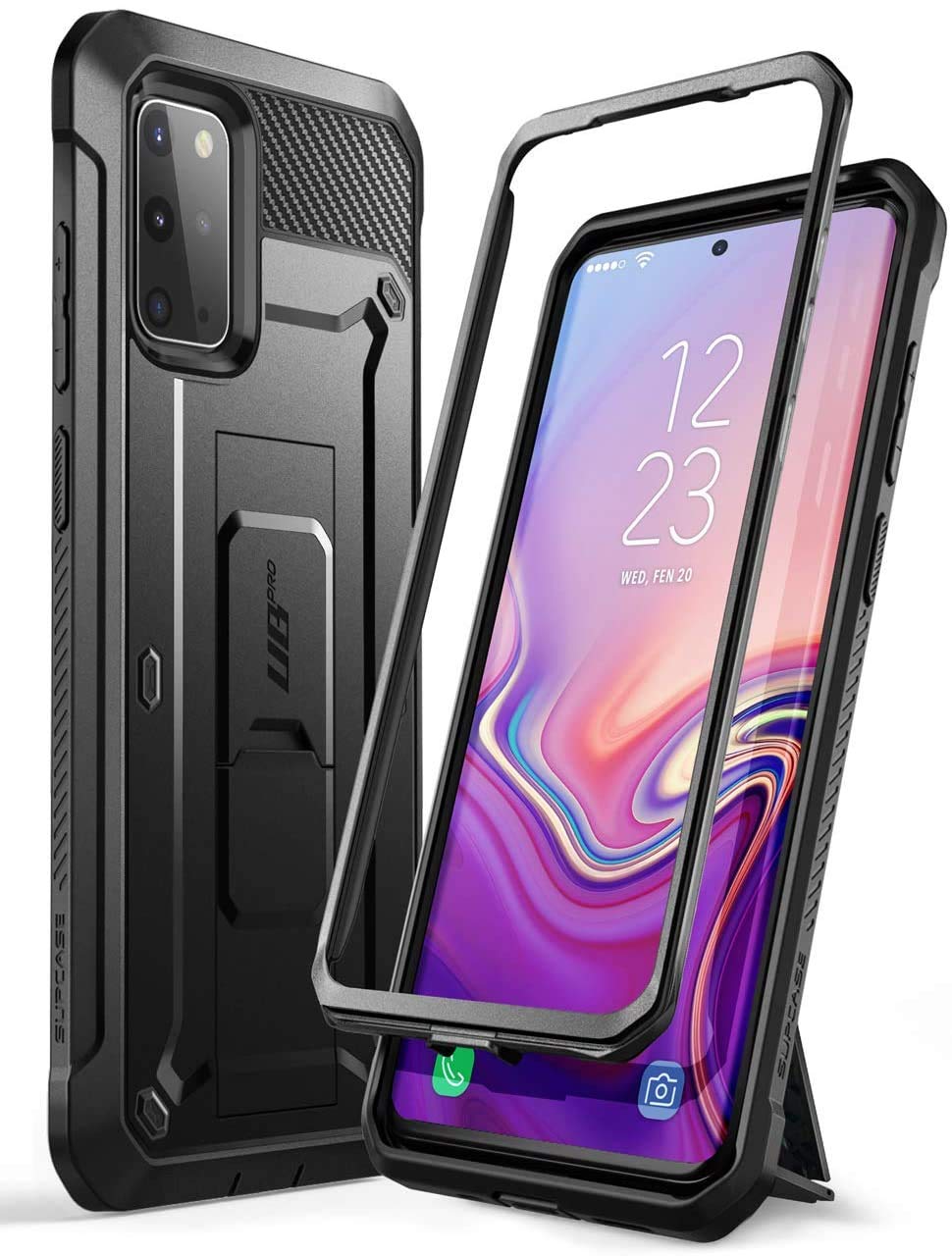 SupCase for Samsung Galaxy S20 Plus 5G Case with Satnd (Unicorn Beetle Pro), [Built-in Belt Clip] Heavy Duty Shockproof Protective Phone Case Without Screen Protector for Galaxy S20 Plus, Black