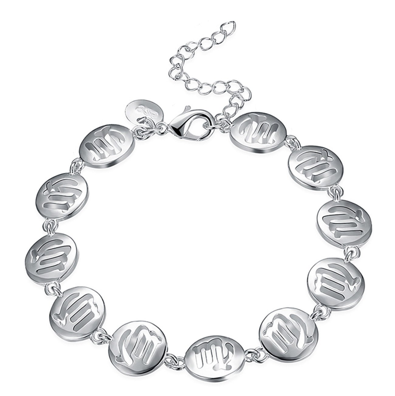 Zodiac II Sign Virgo Constellation Bangle Bracelet Silver Plated (Virgo)