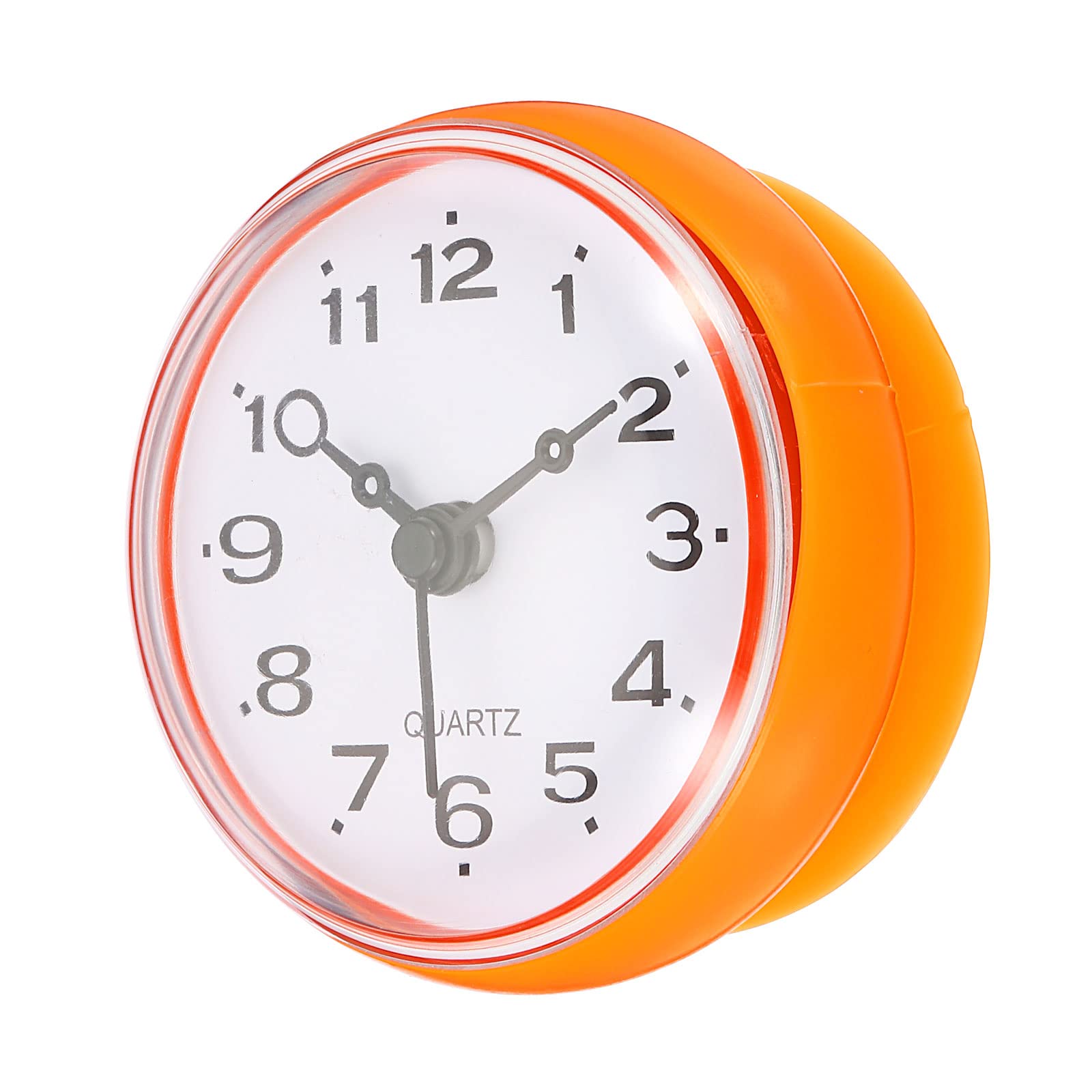 PATIKIL Waterproof Bathroom Clock, Mini Round Wall Clocks with Suction Cup for Shower Kitchen Home Decoration, Orange