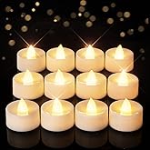 Homemory 12-Pack Timer Flameless Candles, Tea Lights Candles Battery Operated with 6h Timer, LED Tealight Candles Votive Candles for Halloween, Christmas, Wedding Table Decoration (Warm White)