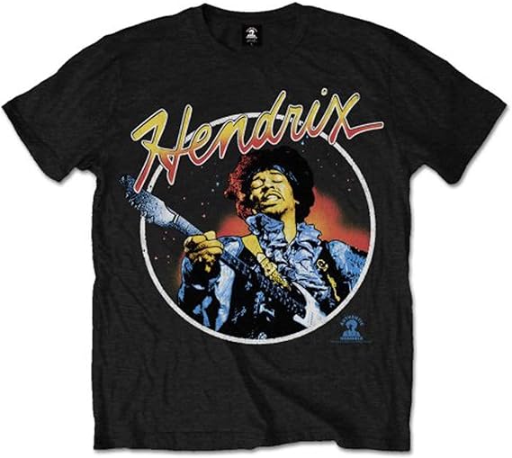 Jimi Hendrix Script Circle Camiseta Manga Corta para Hombre