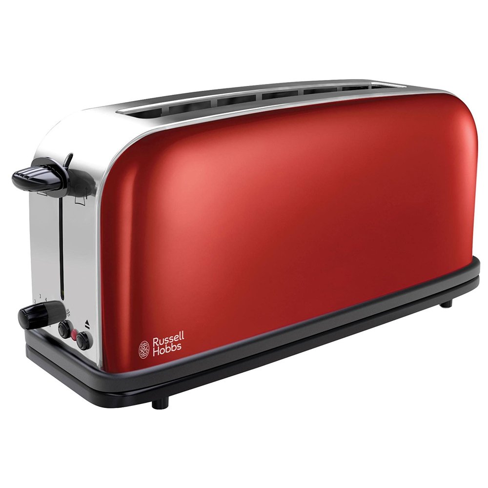 Russell Hobbs  Colours Flame Red Tostadora ranura larga función de descongelado