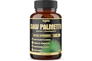 AGOBI 11in1 Saw Palmetto Capsules with Ashwagandha, Turmeric, Tribulus, Maca, Green Tea, Ginger, Holy Basil & More - Healthy Prostate & Hair Support - 180 Count 6-Month Supply