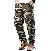 BAYAMO Mens Cargo Pants Camo Military Fatigue Pant Camouflage Hunting Combat Work Casual Pants Multi Pocket