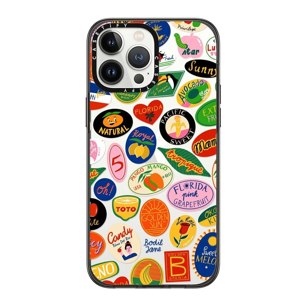 CASETiFY Compact iPhone 13 Pro Max Case [2X Military Grade Drop Tested / 4ft Drop Protection] - FRUIT STICKERS - Clear Black — image 1