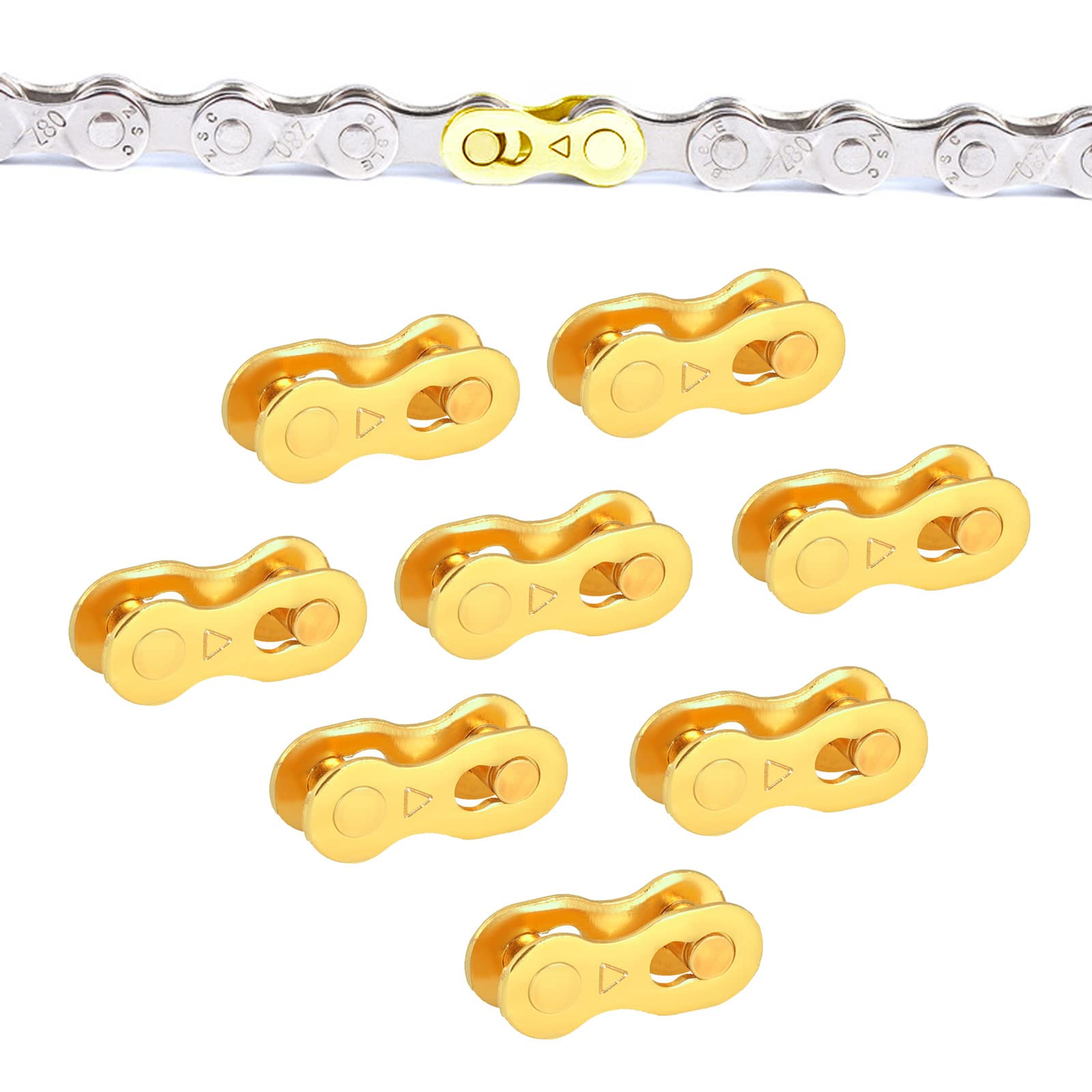 SUNTRADE 8 Pairs Bicycle Missing Link, 6/7/8/9/10/11/12 Speed Bike Chain Connector Lock Set, MTB Road Bicycle Connector for Quick Master Link Joint Chain pin (6 7 8 Speed)