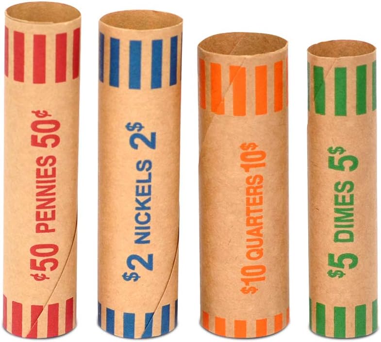 Quarters, 40 Packaging Tube, Paper Wrappers Coin 72 50 (72pcs) Paper