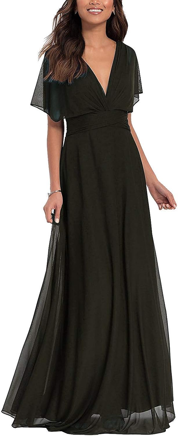 flutter sleeve bridesmaid dress