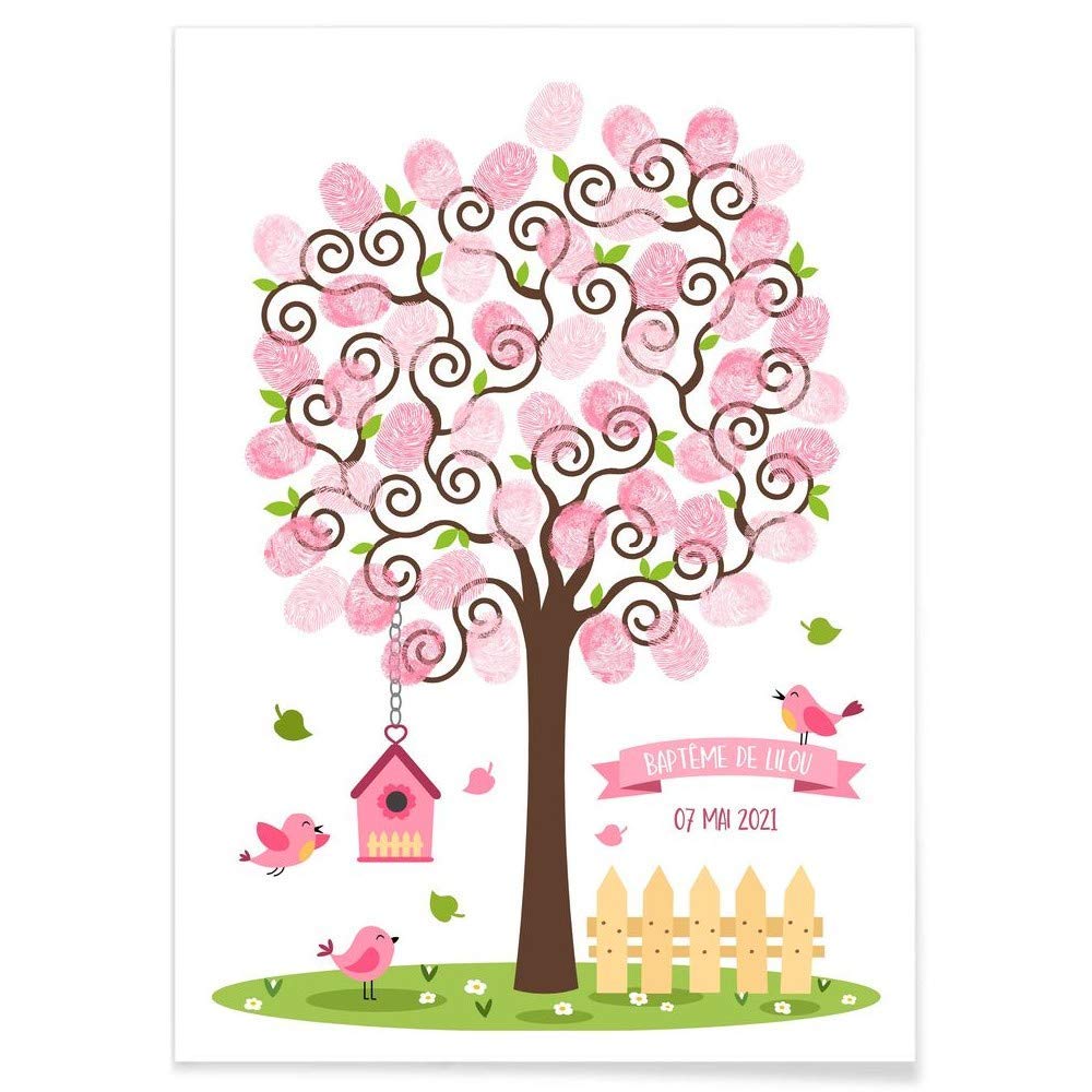 Arbre à empreintes personnalisé baptême Baby