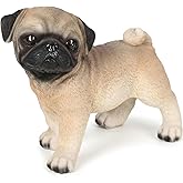 ZKSYLSM Realistic Pug Statue - Hand Painted Resin Dog Figurine for Home Decor, Lifelike Puppy Standing Mini Dogs Gifts for Pet Owners, Cute Desk Accessories & Shelf Decorations (4.7 Inch)