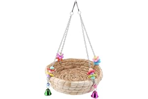 Large Bird nest, Bird Nest, Safe Parrot Straw Bell Bird Toy Swing Nest Hanging on Birdcage