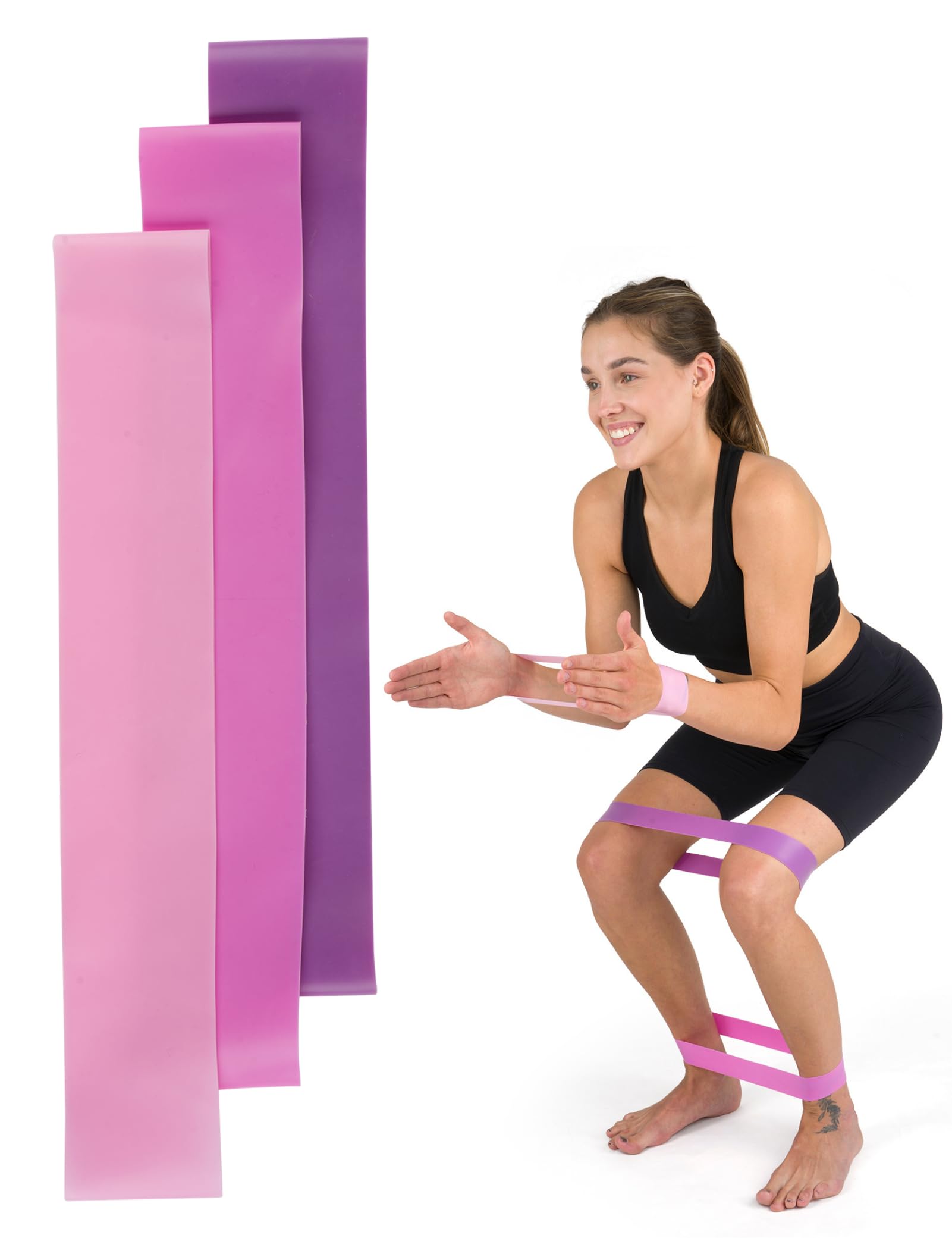 MOMO WAY Fitness Bands Set of 3 Resistance Elastic Bands With 3 Levels Home Exercises or Gym for Stretching Training Yoga Pilates Pink 3 Pieces