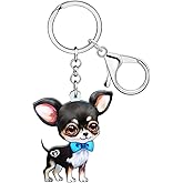 YAYAKO Acrylic Cute Chihuahua Keychain Charms Dog Lovers Gifts for Women Girls Car Key Chain Backpack Purse Accessories