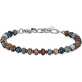 COAI Crystal Beads Bracelet for Men, Faceted Natural Gemstone Bracelet for Men, Hematite African Turquoise/Indian Agate/Ocean Jasper