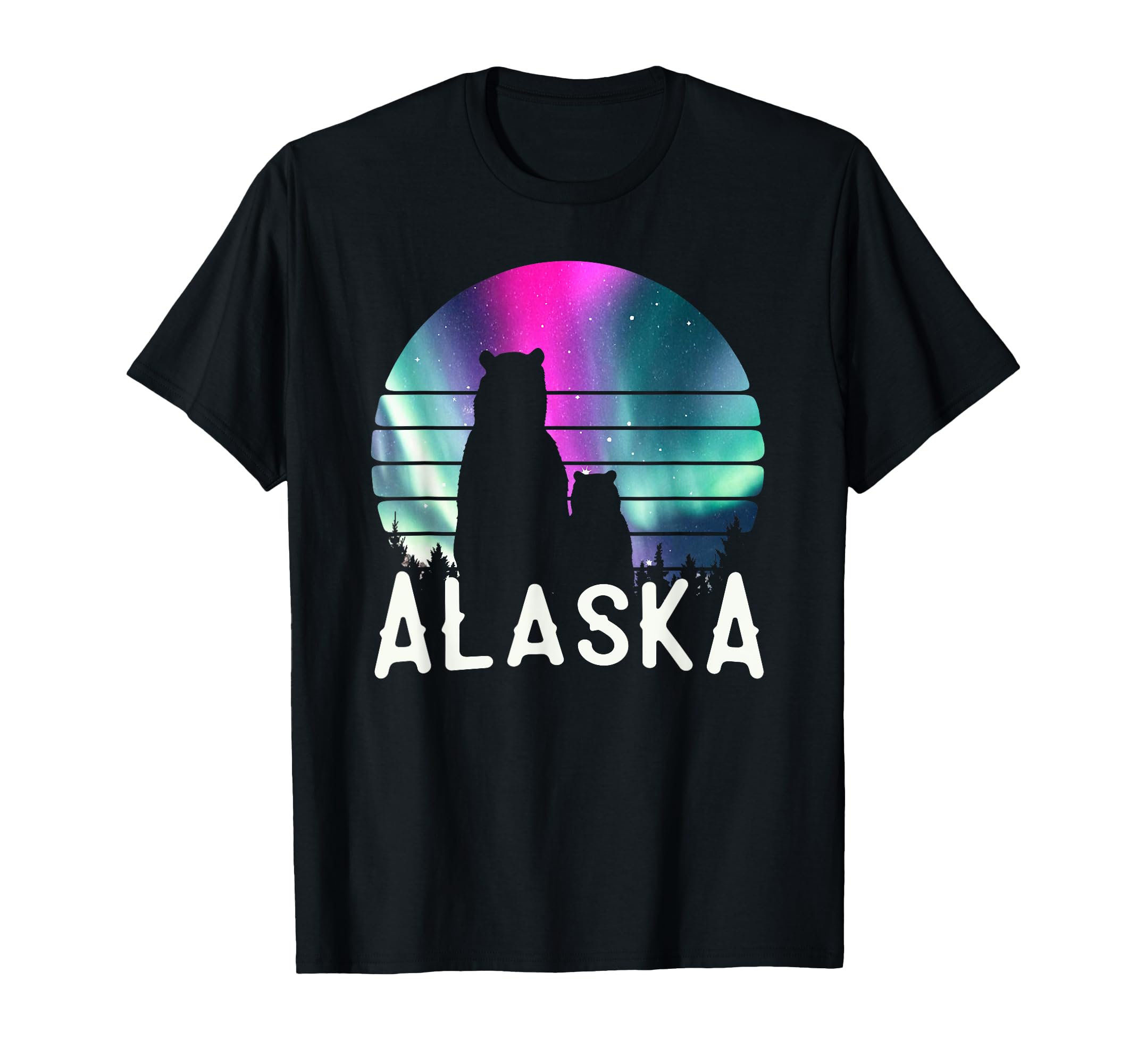 Northern Alaska Mama Bear Baby Polar Lights Viewing Lover T-Shirt