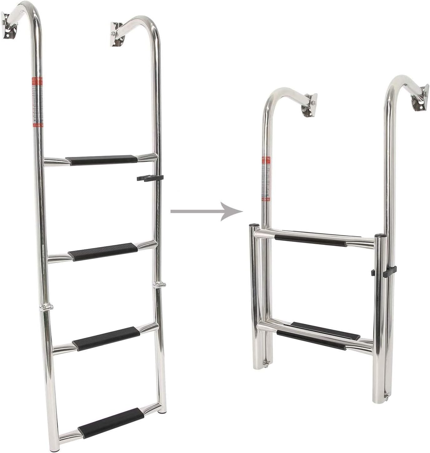NovelBee Stainless Steel Foldable 4 Steps Arthrosis Ladder for Marine Boat Yacht