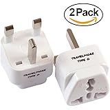 2 Pack UK Travel Adapter for Type G Plug - Works with Electrical Outlets in United Kingdom, Hong Kong, Ireland, Great Britain