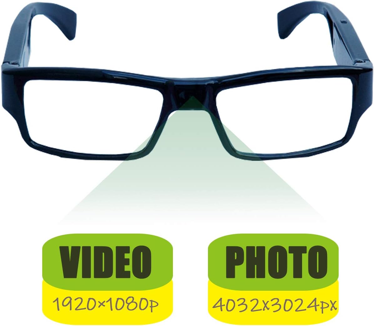 Full HD 1980×1080P Hidden Camera Eyeglasses The First Vision Nanny cam for Office/Home Security/Travel/Training/Teaching/Pets(Black) [2019 Upgraded]