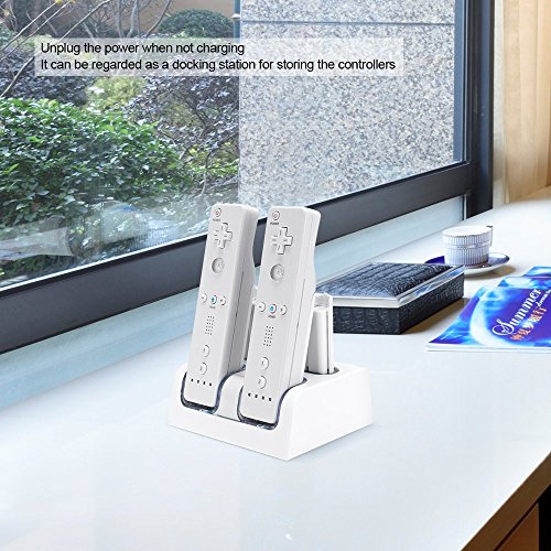 Hokyzam FM23 4 in 1 Wii Remote Controller Charger, Wii Remote Charger