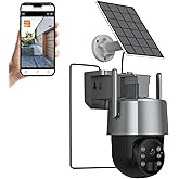 2K 3MP Tuya Solar Security Camera, Wireless Outdoor WiFi Camera w/ 360° PTZ, IP65, Battery Powered Surveillance Home Cam w/ Color Night Vision, PIR Sensor, 2-Way Audio, SD/Cloud Storage, App Alerts