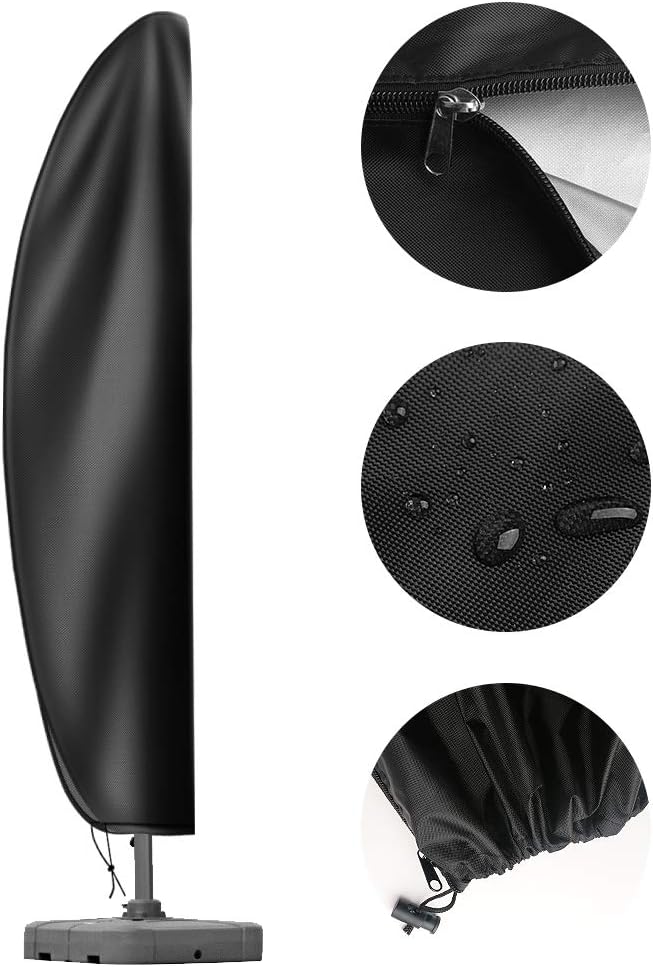 Patio Umbrella Cover, Upgraded 420D Oxford Fabric Waterproof Snowproof Outdoor Offset Umbrella Cover with Zipper for 9-11ft Cantilever Parasol Umbrellas (280 x 81 x 45cm), Blcak : Garden & Outdoor