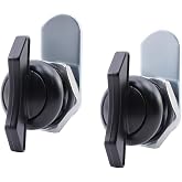 MY MIRONEY Black Thumb Operated Offset Cam Lock Pack of 2 | T Handle Thumb Turn Lock for Machine Cabinet Drawer