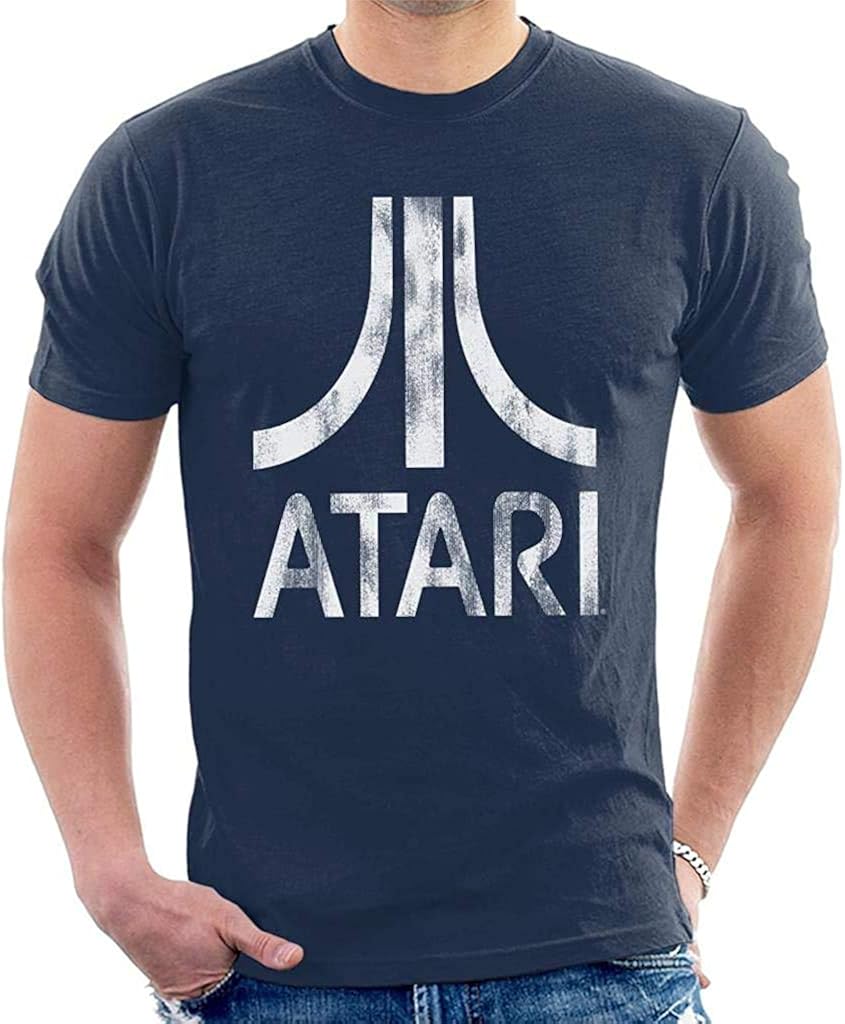 Atari Distressed White Logo Men's TShirt Amazon.co.uk Clothing